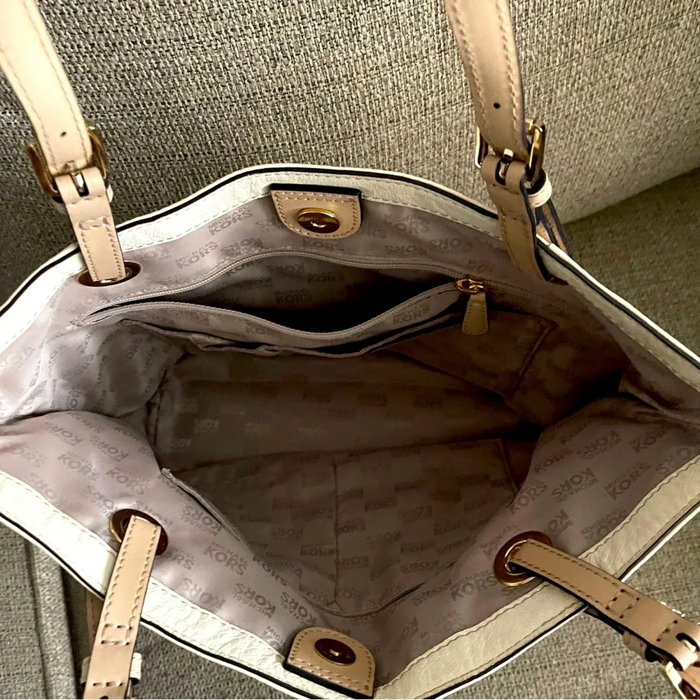 Michael Kors white leather tote bag - Picture 3 of 7